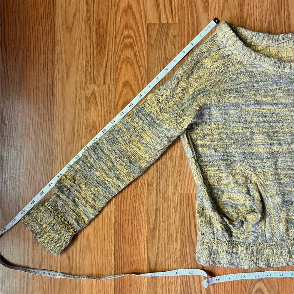 Free People In My Pocket Slouchy Cozy Sweater Top Yellow Gray Grey Size Medium